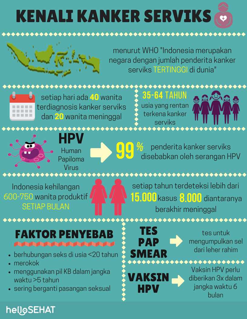 gimdos kaklelio vėžio infografija Indonezijoje